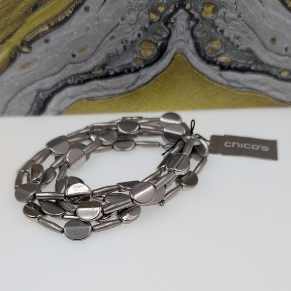 Chico's Metallic Gray Bracelet Stack Set - Picture 1 of 7